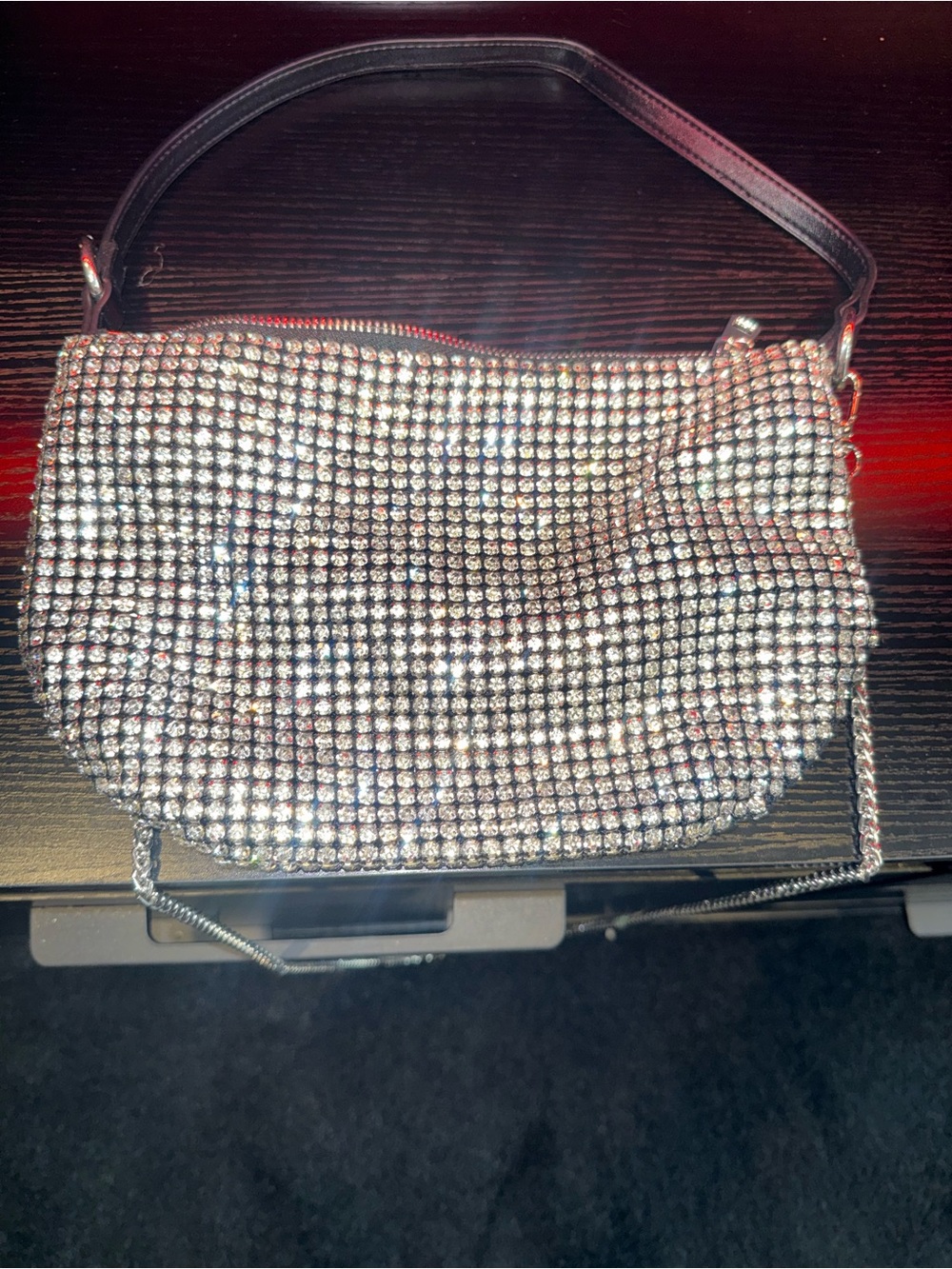Rhinestone Shoulder Bag in Silver
